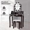 imageCHARMAID Girls Vanity Table with Lighted Mirror and Stool 10 Dimmable LED Lights 3 Color Lighting Modes 4 Drawers RoseShaped Handle Bedroom Dressing Makeup Vanity Desk Set BlackEspresso