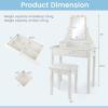 imageCHARMAID Girls Vanity Table with Lighted Mirror and Stool 10 Dimmable LED Lights 3 Color Lighting Modes 4 Drawers RoseShaped Handle Bedroom Dressing Makeup Vanity Desk Set BlackWhite