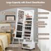 imageCHARMAID Jewelry Armoire with Full Length Mirror 3Color LED Lights Lockable Jewelry Cabinet with Wheels Storage Drawers Rolling Jewelry Organizer Floor Standing Gift Idea WhiteWhite
