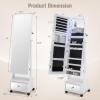 imageCHARMAID Jewelry Armoire with Full Length Mirror 3Color LED Lights Lockable Jewelry Cabinet with Wheels Storage Drawers Rolling Jewelry Organizer Floor Standing Gift Idea WhiteWhite