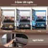 imageCHARMAID Jewelry Armoire with Full Length Mirror 3Color LED Lights Lockable Jewelry Cabinet with Wheels Storage Drawers Rolling Jewelry Organizer Floor Standing Gift Idea WhiteBrown