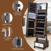 imageCHARMAID Jewelry Armoire with Full Length Mirror 3Color LED Lights Lockable Jewelry Cabinet with Wheels Storage Drawers Rolling Jewelry Organizer Floor Standing Gift Idea WhiteRustic Brown