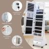 imageCHARMAID Jewelry Armoire with Full Length Mirror 3Color LED Lights Lockable Jewelry Cabinet with Wheels Storage Drawers Rolling Jewelry Organizer Floor Standing Gift Idea WhiteWhite