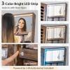 imageCHARMAID Jewelry Armoire with Full Length Mirror 3Color LED Lights Lockable Jewelry Cabinet with Wheels Storage Drawers Rolling Jewelry Organizer Floor Standing Gift Idea WhiteRustic Brown