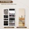 imageCHARMAID Jewelry Cabinet Wall or Door Mounted Hanging Lockable Jewelry Armoire Storage with Full Length Mirror Interior Makeup Mirror Over the Door Jewelry Organizer Box with Mirror WhiteWhite
