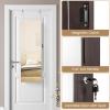 imageCHARMAID Jewelry Cabinet Wall or Door Mounted Hanging Lockable Jewelry Armoire Storage with Full Length Mirror Interior Makeup Mirror Over the Door Jewelry Organizer Box with Mirror WhiteDark Brown
