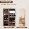 imageCHARMAID Jewelry Cabinet Wall or Door Mounted Hanging Lockable Jewelry Armoire Storage with Full Length Mirror Interior Makeup Mirror Over the Door Jewelry Organizer Box with Mirror WhiteRustic Brown
