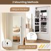 imageCHARMAID Jewelry Cabinet Wall or Door Mounted Hanging Lockable Jewelry Armoire Storage with Full Length Mirror Interior Makeup Mirror Over the Door Jewelry Organizer Box with Mirror WhiteWhite