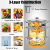 imageGiantex 11 Quart Juice Steamer Fruit Vegetables Juicer Steamers wTempered Glass Lid Hose Clamp Loop Handles Stainless Steel Steam Juicer Multipots Kitchen Cookware for Making Juice Jelly Pasta