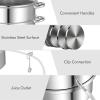 imageGiantex 11 Quart Juice Steamer Fruit Vegetables Juicer Steamers wTempered Glass Lid Hose Clamp Loop Handles Stainless Steel Steam Juicer Multipots Kitchen Cookware for Making Juice Jelly Pasta
