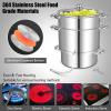 imageGiantex 11 Quart Juice Steamer Fruit Vegetables Juicer Steamers wTempered Glass Lid Hose Clamp Loop Handles Stainless Steel Steam Juicer Multipots Kitchen Cookware for Making Juice Jelly Pasta