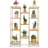 imageGiantex 11 Tiers Bamboo Plant Stand for Indoor Plants Multiple Plant Shelf Flower Pots Holder Storage Organizer Rack Outdoor Plant Display Rack for Living Room Patio Balcony Garden 11Tier11Tier