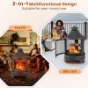 imageGiantex 2 in 1 Outdoor Fire Pit with Grill 30 Inch Metal Chiminea Wood Burning Fireplace with Chimney Spark Screen Door ampamp Fire Poker Patio Firepit for Garden Backyard BBQ