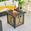 imageGiantex 25Inch Propane Fire Pit Table 40000 BTU Square Gas Firepit Table with Lid Fire Glass and Adjustable Flame CSA Approved 2in1 Outdoor Fire Table for Patio and GardenModern