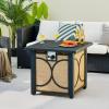 imageGiantex 25Inch Propane Fire Pit Table 40000 BTU Square Gas Firepit Table with Lid Fire Glass and Adjustable Flame CSA Approved 2in1 Outdoor Fire Table for Patio and GardenModern