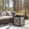 imageGiantex 25Inch Propane Fire Pit Table 40000 BTU Square Gas Firepit Table with Lid Fire Glass and Adjustable Flame CSA Approved 2in1 Outdoor Fire Table for Patio and GardenClassic