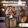 imageGiantex 25Inch Propane Fire Pit Table 40000 BTU Square Gas Firepit Table with Lid Fire Glass and Adjustable Flame CSA Approved 2in1 Outdoor Fire Table for Patio and GardenModern