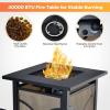imageGiantex 25Inch Propane Fire Pit Table 40000 BTU Square Gas Firepit Table with Lid Fire Glass and Adjustable Flame CSA Approved 2in1 Outdoor Fire Table for Patio and GardenClassic
