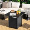 imageGiantex 28 Propane Fire Pit Table 50000 BTU AutoIgnition Gas Fire Pit Square Steel Fire Table with Lid Multifunctional Gas Fire Pit Table for Patio Garden Poolside CSA Certification