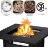 imageGiantex 28 Propane Fire Pit Table 50000 BTU AutoIgnition Gas Fire Pit Square Steel Fire Table with Lid Multifunctional Gas Fire Pit Table for Patio Garden Poolside CSA Certification
