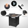 imageGiantex 28 Propane Fire Pit Table 50000 BTU AutoIgnition Gas Fire Pit Square Steel Fire Table with Lid Multifunctional Gas Fire Pit Table for Patio Garden Poolside CSA Certification