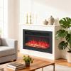 imageGiantex 285quot Electric Fireplace Insert Wall RecessedMounted Freestanding Fireplace with Remote Control 3 Color Adjustable Flames 2 Modes Heat 8 H Timer 5 Brightness Settings 7501500W Heater36inches