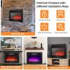 imageGiantex 285quot Electric Fireplace Insert Wall RecessedMounted Freestanding Fireplace with Remote Control 3 Color Adjustable Flames 2 Modes Heat 8 H Timer 5 Brightness Settings 7501500W Heater285inches