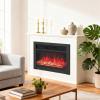 imageGiantex 285quot Electric Fireplace Insert Wall RecessedMounted Freestanding Fireplace with Remote Control 3 Color Adjustable Flames 2 Modes Heat 8 H Timer 5 Brightness Settings 7501500W Heater33inches