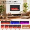 imageGiantex 285quot Electric Fireplace Insert Wall RecessedMounted Freestanding Fireplace with Remote Control 3 Color Adjustable Flames 2 Modes Heat 8 H Timer 5 Brightness Settings 7501500W Heater36inches