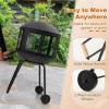 imageGiantex 28quot Portable Fire Pit on Wheels Outdoor Mobile Wood Burning Firepit wLog Grate Fire Poker HeavyDuty Steel Frame ampamp Solid Metal Top 2Door Gate Rolling Fire Pits for Entertaining Camping