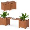 imageGiantex 2in1 Outdoor Bench with Backrest ampamp 2 Raised Garden Beds Wood with Teak Oil Finish Planter Boxes with OpenEnded Base Garden Bench Seat for Porch Balcony Lawn Yard DIY AssemblyTeak