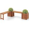 imageGiantex 2in1 Outdoor Bench with Backrest ampamp 2 Raised Garden Beds Wood with Teak Oil Finish Planter Boxes with OpenEnded Base Garden Bench Seat for Porch Balcony Lawn Yard DIY AssemblyTeak