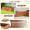 imageGiantex 2in1 Outdoor Bench with Backrest ampamp 2 Raised Garden Beds Wood with Teak Oil Finish Planter Boxes with OpenEnded Base Garden Bench Seat for Porch Balcony Lawn Yard DIY AssemblyTeak