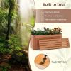 imageGiantex 2in1 Outdoor Bench with Backrest ampamp 2 Raised Garden Beds Wood with Teak Oil Finish Planter Boxes with OpenEnded Base Garden Bench Seat for Porch Balcony Lawn Yard DIY AssemblyTeak