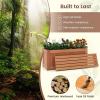 imageGiantex 2in1 Outdoor Bench with Backrest ampamp 2 Raised Garden Beds Wood with Teak Oil Finish Planter Boxes with OpenEnded Base Garden Bench Seat for Porch Balcony Lawn Yard DIY AssemblyTeak