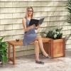 imageGiantex 2in1 Outdoor Bench with Backrest ampamp 2 Raised Garden Beds Wood with Teak Oil Finish Planter Boxes with OpenEnded Base Garden Bench Seat for Porch Balcony Lawn Yard DIY AssemblyTeak