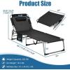 imageGiantex 2in1 Patio Chaise Lounge Chair with Detachable Mattress ampamp Pillow 4 Adjustable Position Side Pocket 330 Lbs Camping Cot Folding Tanning Chair for Outside Sunbathing Pool Lawn BeachBlack