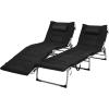 imageGiantex 2in1 Patio Chaise Lounge Chair with Detachable Mattress ampamp Pillow 4 Adjustable Position Side Pocket 330 Lbs Camping Cot Folding Tanning Chair for Outside Sunbathing Pool Lawn BeachBlack