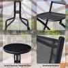 imageGiantex 3 Pcs Bistro Set Garden Backyard Round Table Folding Chairs with RustProof Steel Frames ampamp Reinforced Glass Design Outdoor Patio Furniture BlackRound Table 235Dx 28H
