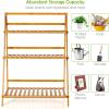 imageGiantex 3 Tier Folding Storage Shelf Bamboo Ladder Plant Stand Multiple Flower Pot Holder Succulent Display Rack Foldable Shelving Unit for Balcony Garden Living Room Indoor Outdoor