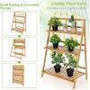 imageGiantex 3 Tier Folding Storage Shelf Bamboo Ladder Plant Stand Multiple Flower Pot Holder Succulent Display Rack Foldable Shelving Unit for Balcony Garden Living Room Indoor Outdoor