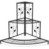 imageGiantex 3 Tiers Corner Shelf Metal Plant Stand StairStep Style Flower Pot Display Ladder Plant Display Rack Quarter Round Plant Shelf for Indoor Outdoor Use