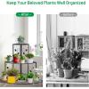 imageGiantex 3 Tiers Corner Shelf Metal Plant Stand StairStep Style Flower Pot Display Ladder Plant Display Rack Quarter Round Plant Shelf for Indoor Outdoor Use