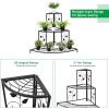 imageGiantex 3 Tiers Corner Shelf Metal Plant Stand StairStep Style Flower Pot Display Ladder Plant Display Rack Quarter Round Plant Shelf for Indoor Outdoor Use
