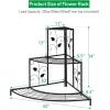 imageGiantex 3 Tiers Corner Shelf Metal Plant Stand StairStep Style Flower Pot Display Ladder Plant Display Rack Quarter Round Plant Shelf for Indoor Outdoor Use