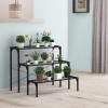 imageGiantex 3 Tiers Metal Plant Stand Ladder Flower Pots Holders 3 Tiers Step Plant Display Rack Heavy Duty Utility Storage Organizer Rack for Home Garden Patio Balcony Stair Style Plant Stand