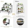imageGiantex 3 Tiers Metal Plant Stand Ladder Flower Pots Holders 3 Tiers Step Plant Display Rack Heavy Duty Utility Storage Organizer Rack for Home Garden Patio Balcony Stair Style Plant Stand