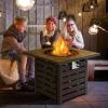 imageGiantex 32 Inch Propane Fire Pits 50000 BTU Square Gas Firepit with HighTemp Resistant Tabletop Adjustable Flame Lava Rocks and Waterproof Cover CSA Approved Outdoor Fire Pit Table BlackBlack