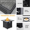 imageGiantex 32 Inch Propane Fire Pits 50000 BTU Square Gas Firepit with HighTemp Resistant Tabletop Adjustable Flame Lava Rocks and Waterproof Cover CSA Approved Outdoor Fire Pit Table BlackBlack