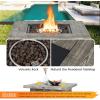 imageGiantex 345quot Propane Gas Fire Pit Table  Patio 2in1 Outdoor Square Fire Table WVolcanic Rock ampamp PVC Cover Stainless Steel Burner 50000 BTU Heat Output Faux Stone Surface Outside Fireplace